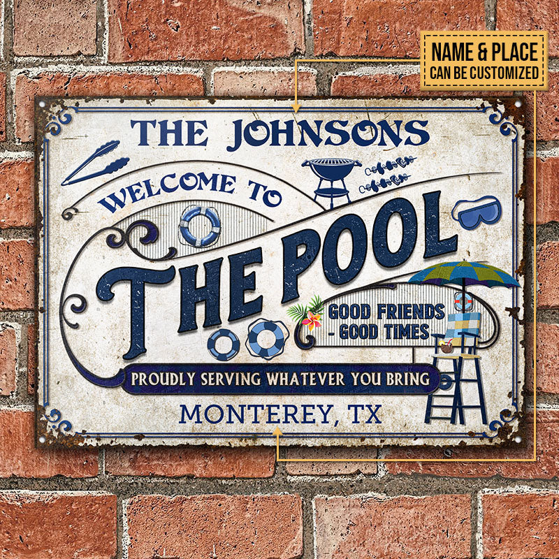 Personalized Pool Grilling Welcome To The Pool Custom Classic Metal Signs