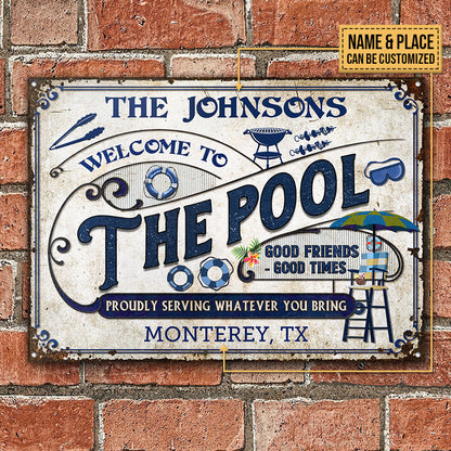Personalized Pool Grilling Welcome To The Pool Custom Classic Metal Signs