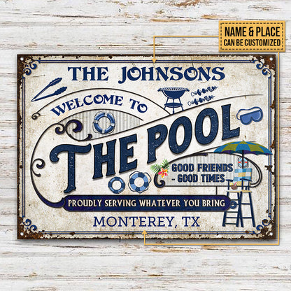 Personalized Pool Grilling Welcome To The Pool Custom Classic Metal Signs