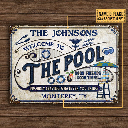 Personalized Pool Grilling Welcome To The Pool Custom Classic Metal Signs