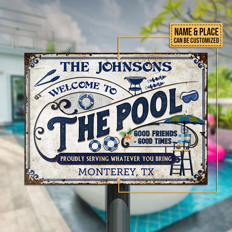 Personalized Pool Grilling Welcome To The Pool Custom Classic Metal Signs