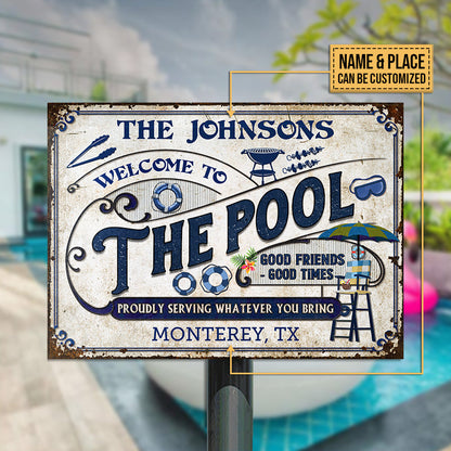 Personalized Pool Grilling Welcome To The Pool Custom Classic Metal Signs