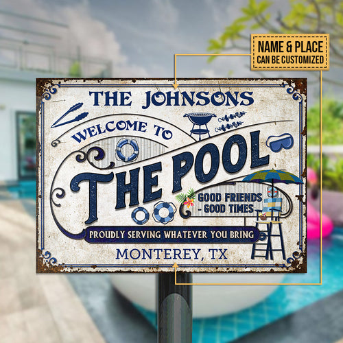 Personalized Pool Grilling Welcome To The Pool Custom Classic Metal Signs