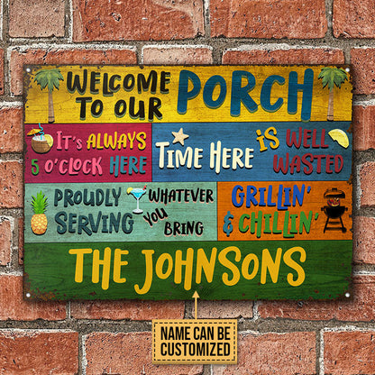 Personalized Porch Grilling Chilling Custom Classic Metal Signs