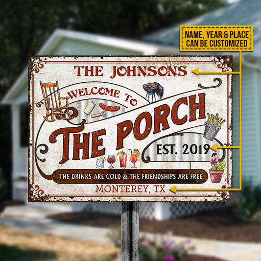 Personalized Porch Grilling Red Drinks Are Cold Custom Classic Metal Signs