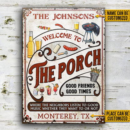 Personalized Porch Grilling Vertical Red Listen To The Good Music Custom Classic Metal Signs