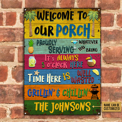 Personalized Porch Welcome Grilling Chilling Custom Classic Metal Signs