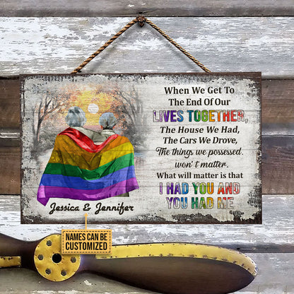 Personalized Pride Couple End Of Our Lives Custom Wood Rectangle Sign