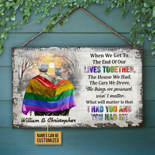 Personalized Pride Couple I Had You You Had Me Custom Wood Rectangle Sign