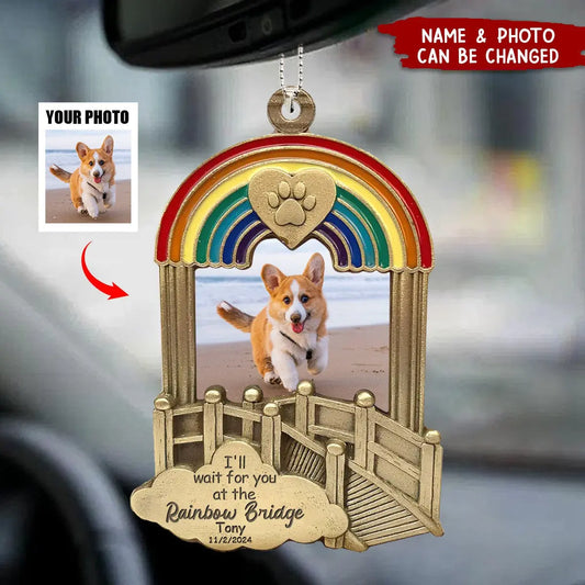 Personalized Rainbow Bridge Pet Memorial Stainless Car Ornament Car Ornament The Next Custom Gift