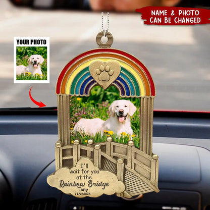 Personalized Rainbow Bridge Pet Memorial Stainless Car Ornament Car Ornament The Next Custom Gift