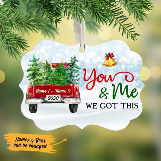 Personalized Red Truck Christmas Couple Benelux Ornament ornament The Next Custom Gift