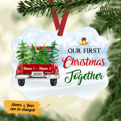 Personalized Red Truck Christmas Couple Benelux Ornament ornament The Next Custom Gift