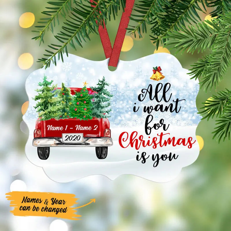 Personalized Red Truck Christmas Couple Benelux Ornament ornament The Next Custom Gift