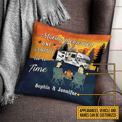 Personalized Retro Camping Couple Making Memories Customized Pillow