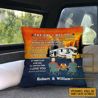 Personalized Retro Camping Couple The Day Customized Pillow
