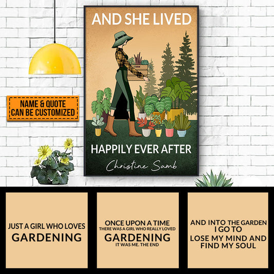 Personalized Retro Garden Girl Custom Quotes Customized Poster