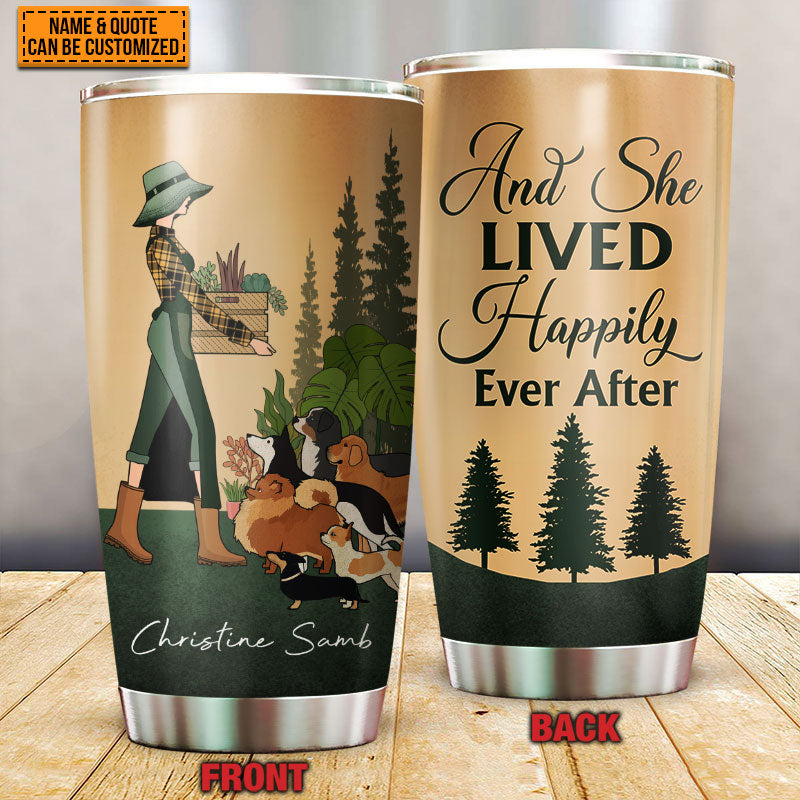 Personalized Retro Garden Girl Loves Dogs Custom Quotes Customized Tumbler