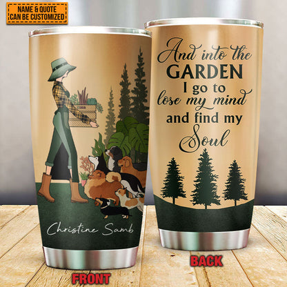 Personalized Retro Garden Girl Loves Dogs Custom Quotes Customized Tumbler