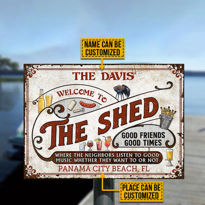 Personalized Shed Grilling Red Listen To The Good Music Custom Classic Metal Signs