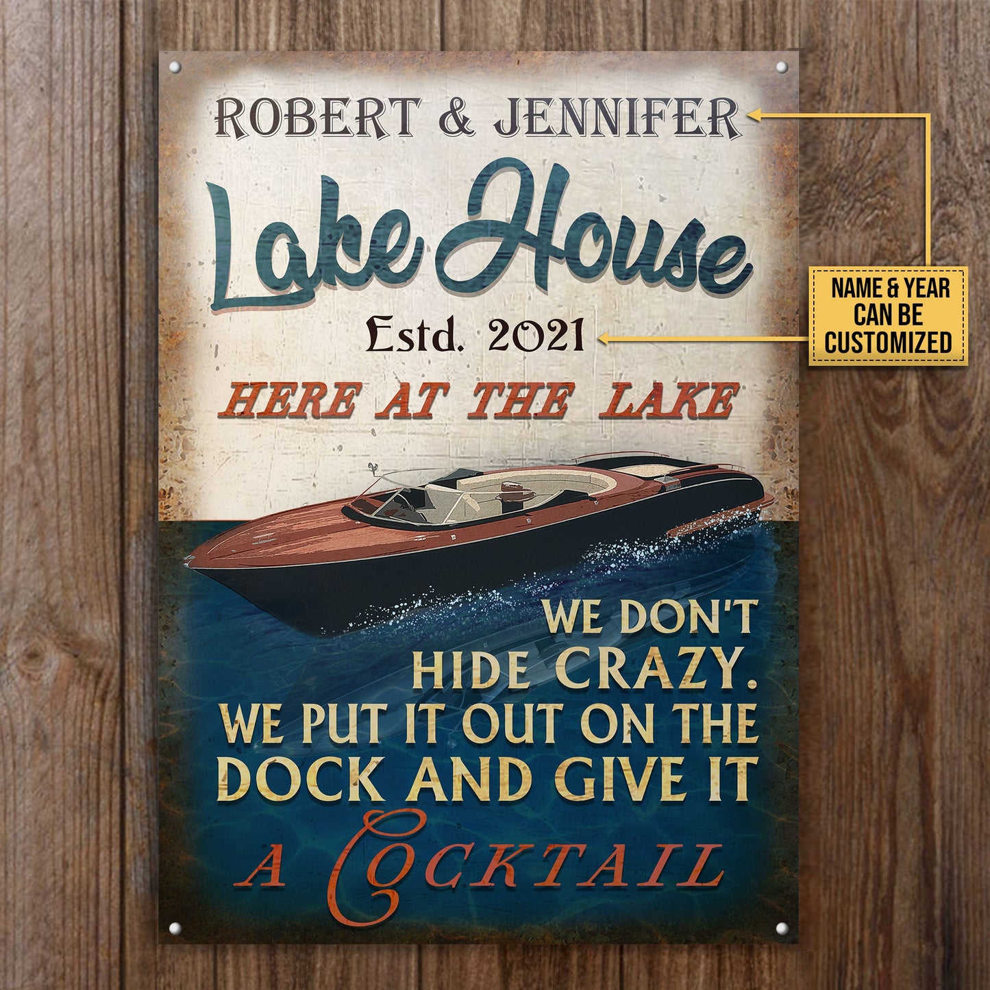 Personalized Speed Boat Lake Crazy Customized Classic Metal Signs