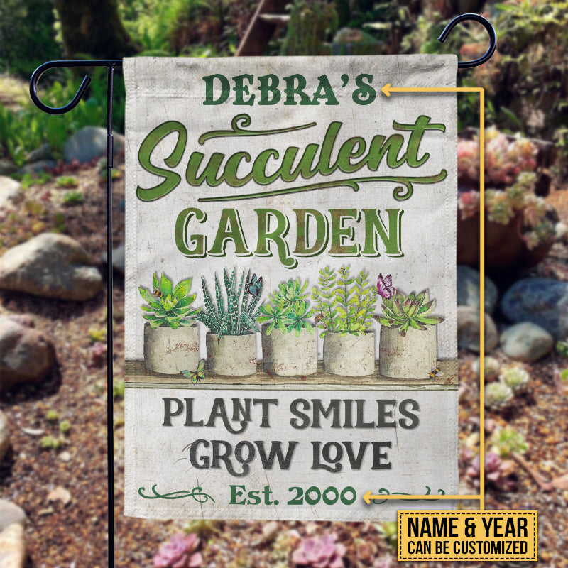 Personalized Succulent Garden Plant Smiles Love Customized Flag