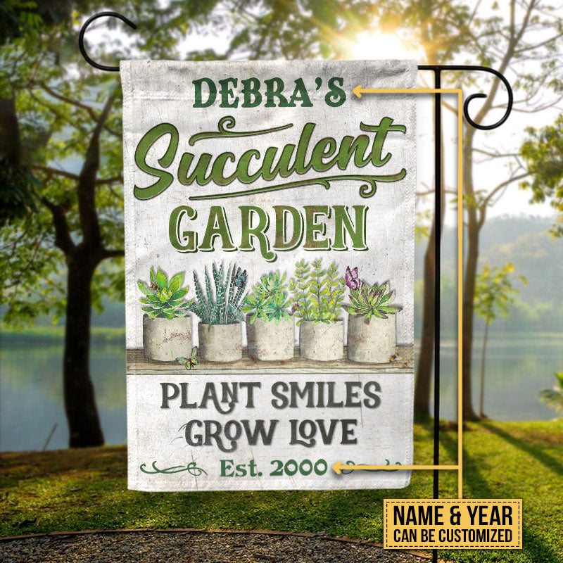 Personalized Succulent Garden Plant Smiles Love Customized Flag