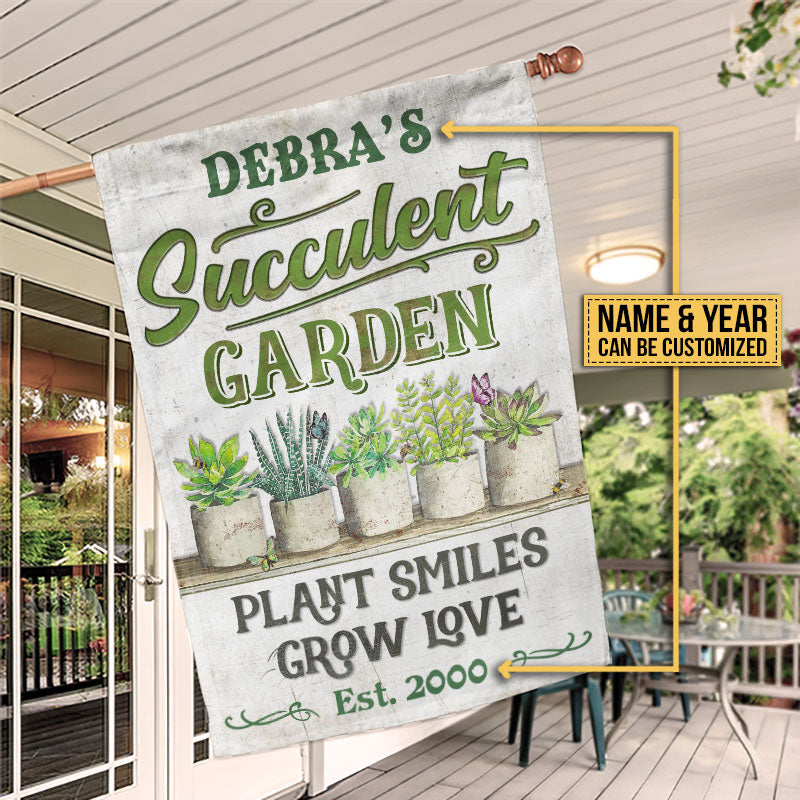 Personalized Succulent Garden Plant Smiles Love Customized Flag