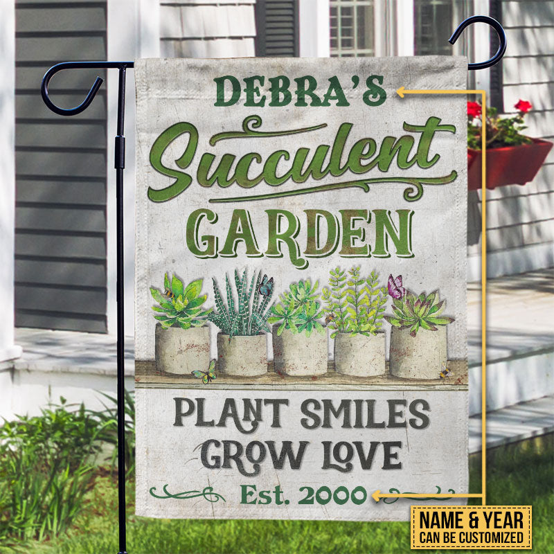 Personalized Succulent Garden Plant Smiles Love Customized Flag