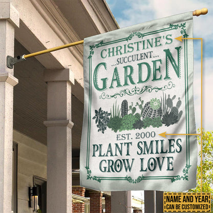 Personalized Succulent Plant Smiles Customized Flag