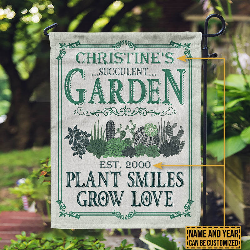 Personalized Succulent Plant Smiles Customized Flag
