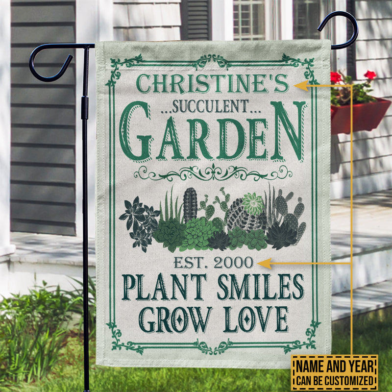 Personalized Succulent Plant Smiles Customized Flag