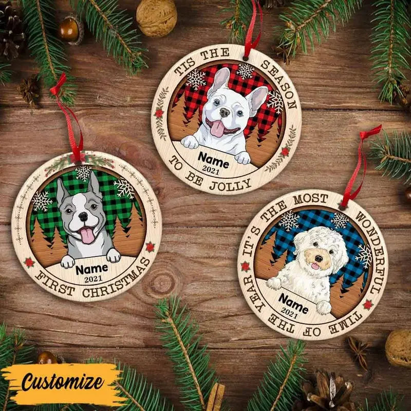 Personalized Wonderful Time Christmas Dog Circle Ornament ornament The Next Custom Gift