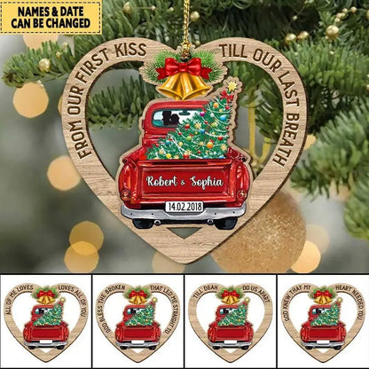 Personalized couple red truck Christmas ornament shape ornament The Next Custom Gift