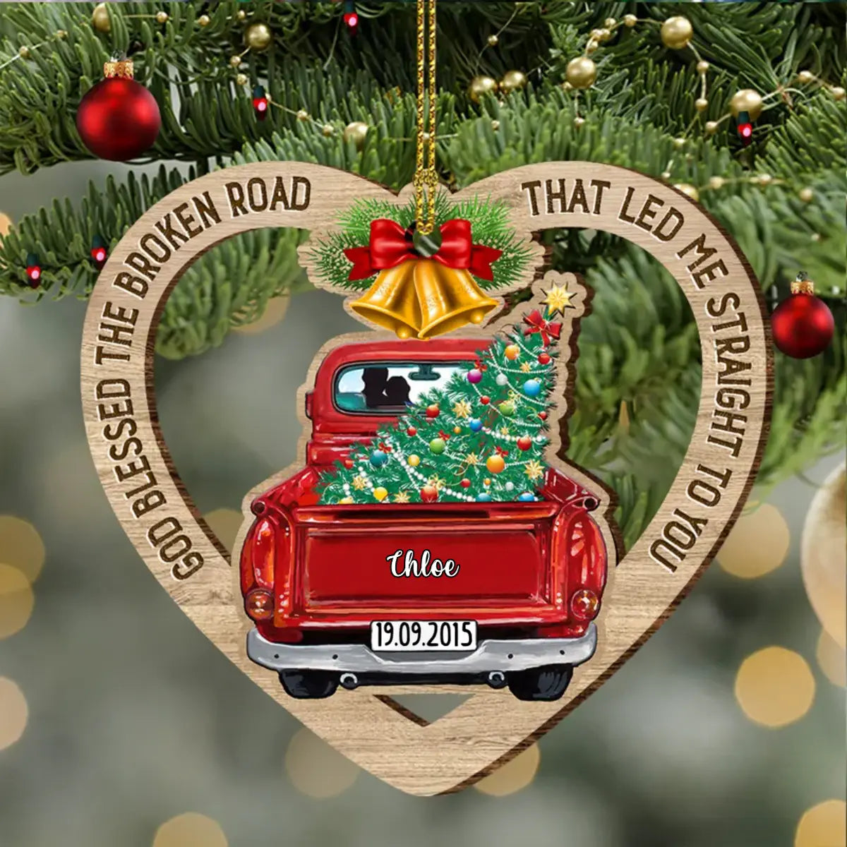 Personalized couple red truck Christmas ornament shape ornament The Next Custom Gift