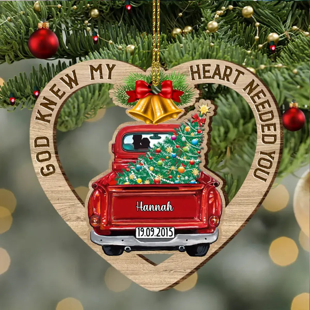 Personalized couple red truck Christmas ornament shape ornament The Next Custom Gift