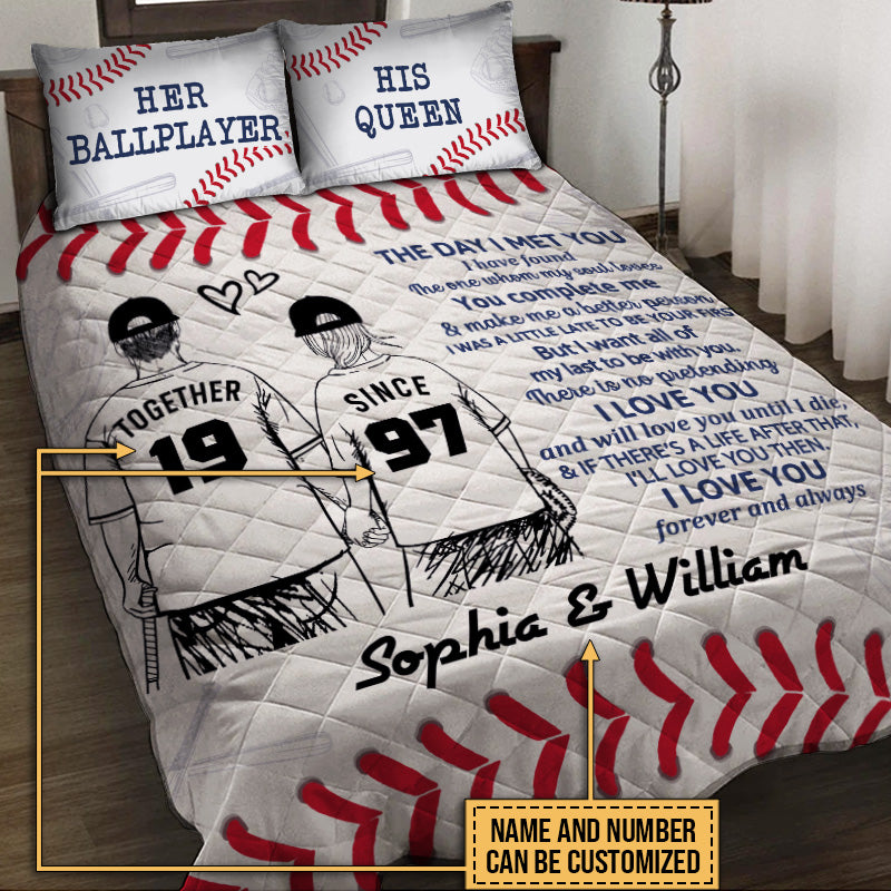 Personalized Baseball Together Since Young Customized Quilt Bedding