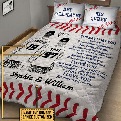 Personalized Baseball Together Since Young Customized Quilt Bedding