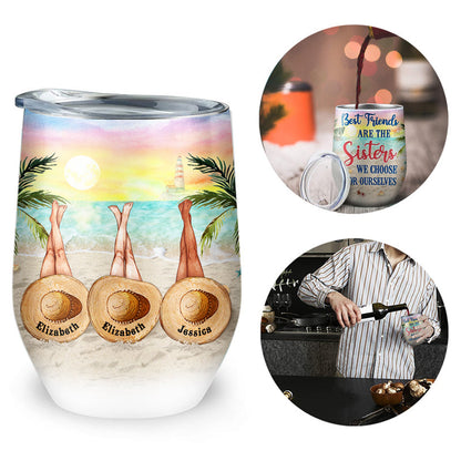 Personalized Beach Bestie Choose For Ourselves Custom Wine Tumbler