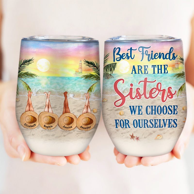Personalized Beach Bestie Choose For Ourselves Custom Wine Tumbler