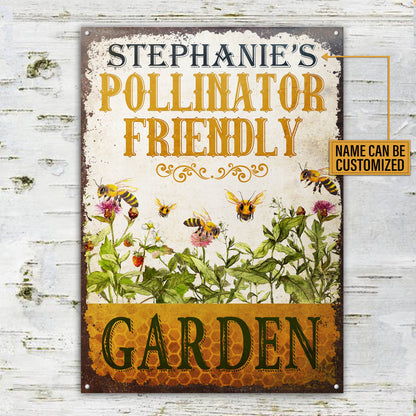 Personalized Bee Pollinator Friendly Customized Classic Metal Signs