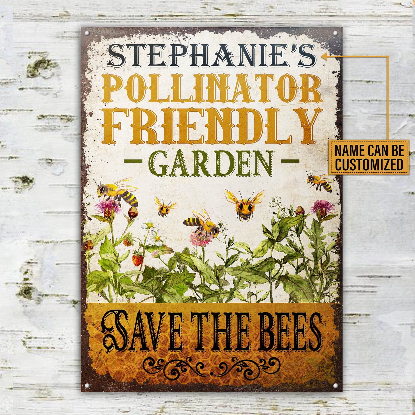 Personalized Bee Save The Bees Customized Classic Metal Signs