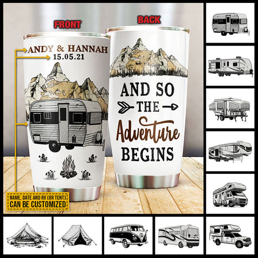 Personalized Camping Adventure Begins Customized Tumbler