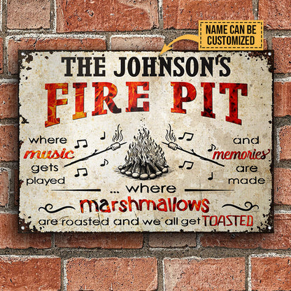 Personalized Camping Fire Pit Get Toasted Horizontal Custom Classic Metal Signs