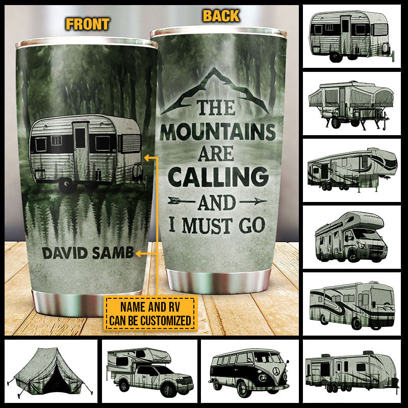 Personalized Camping Forest The Mountains Are Calling Custom Tumbler