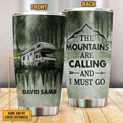 Personalized Camping Forest The Mountains Are Calling Custom Tumbler