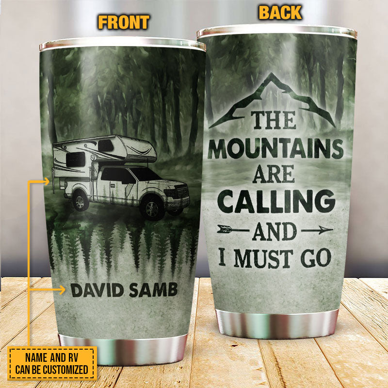 Personalized Camping Forest The Mountains Are Calling Custom Tumbler