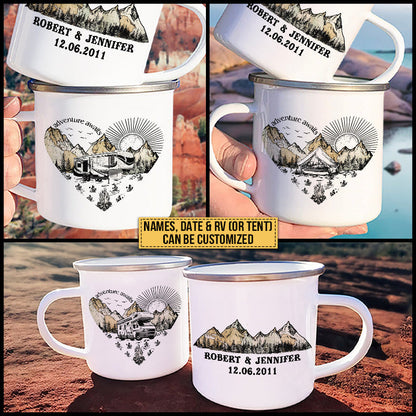 Personalized Camping Heart Adventure Await Customized Campfire Mug