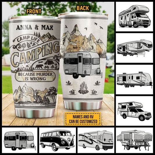 Personalized Camping Map Because Murder Custom Tumbler