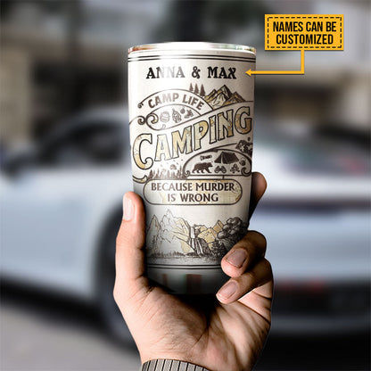 Personalized Camping Map Because Murder Custom Tumbler
